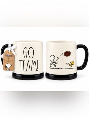 Rae Dunn x Peanuts Snoopy “Go Team” Football Ovetsized Mug NWT